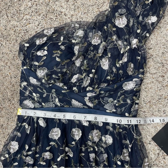 Lulus Whimsical Allure Navy Mesh Embroidered One-Shoulder Maxi Dress XS NWT - Picture 10 of 11